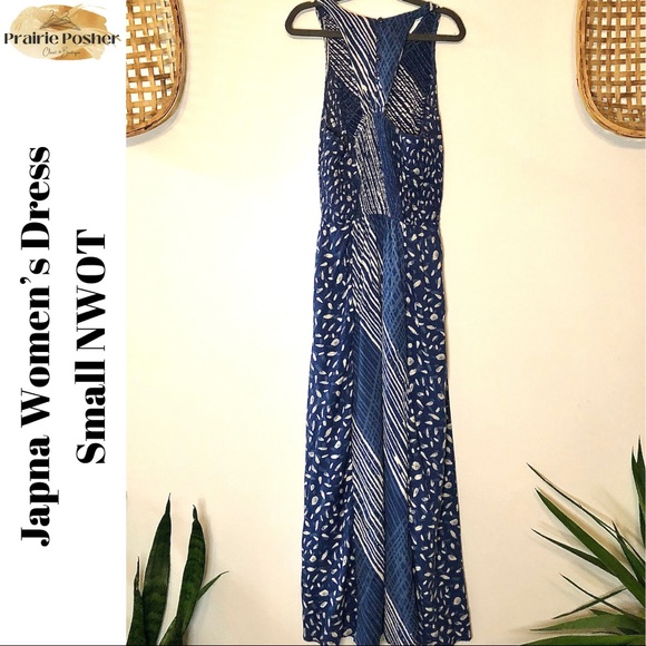 Japna Dress, Women’s Small, Blue & Cream Pattern, NWOT, PrairieposherCA - Picture 2 of 4
